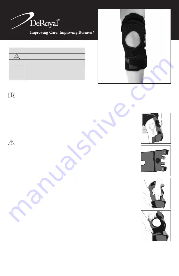 DeRoyal SOFT OA KNEE BRACE Quick Start Manual Download Page 1