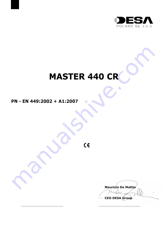 Desa Master 440 CR Operation Manual Download Page 101