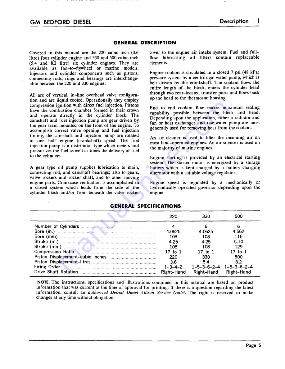 Detroit Diesel GM Bedford 220 Скачать руководство пользователя страница 7