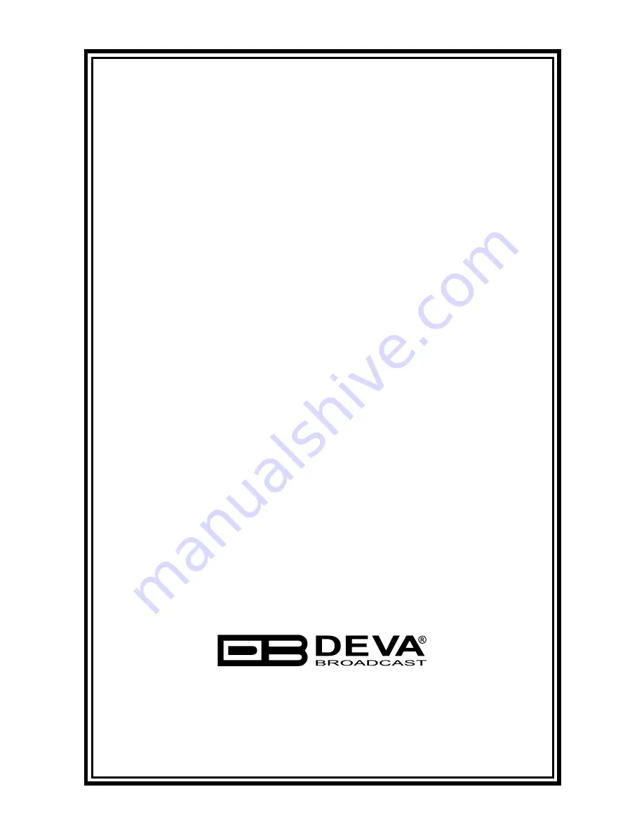 DEVA DB91-RX Maintenance And Operation Instruction Manual Download Page 1