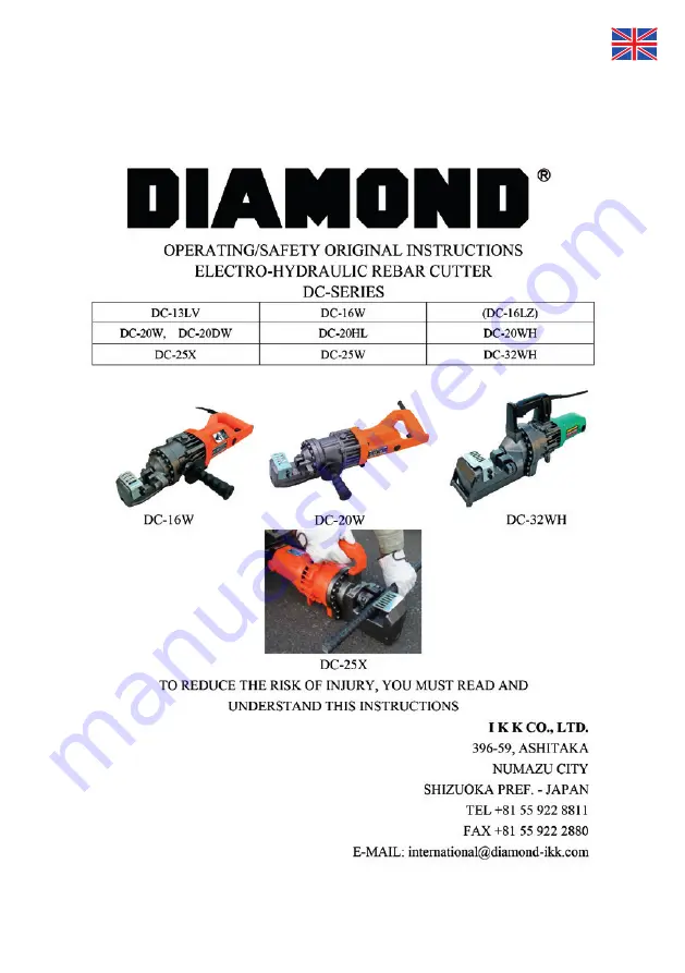 Diamond DC-16W Operating / Safety Original Instrcutions Download Page 3