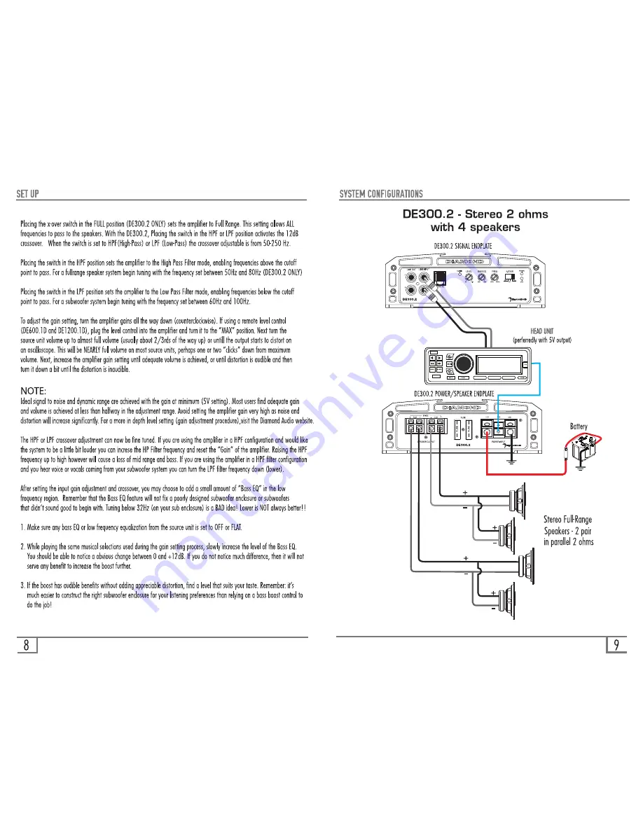 Diamond Elite Series DE300.2 Owner'S Manual Download Page 8