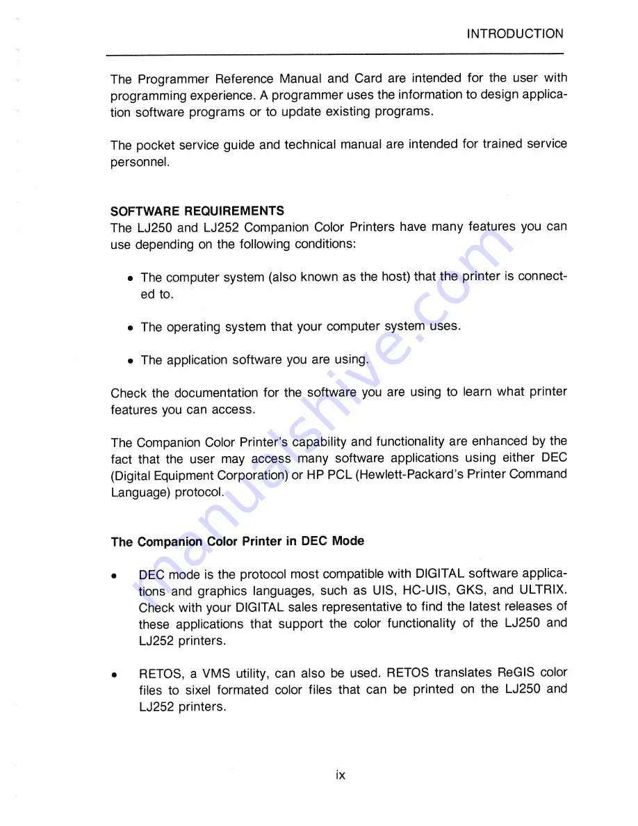 Digital Equipment LJ250 User Manual Download Page 11