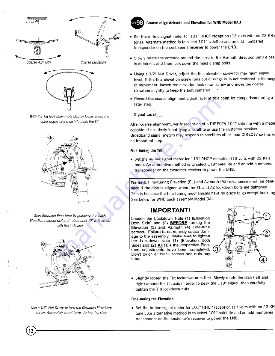 DirecTV SlimLine Multi-Satellite Dish Antenna Installation Manual Download Page 12