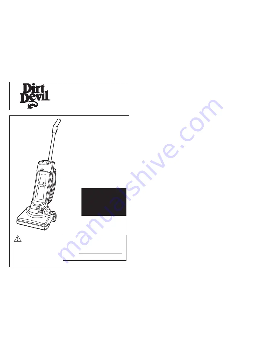 Dirt Devil M084610 Owner'S Manual Download Page 1