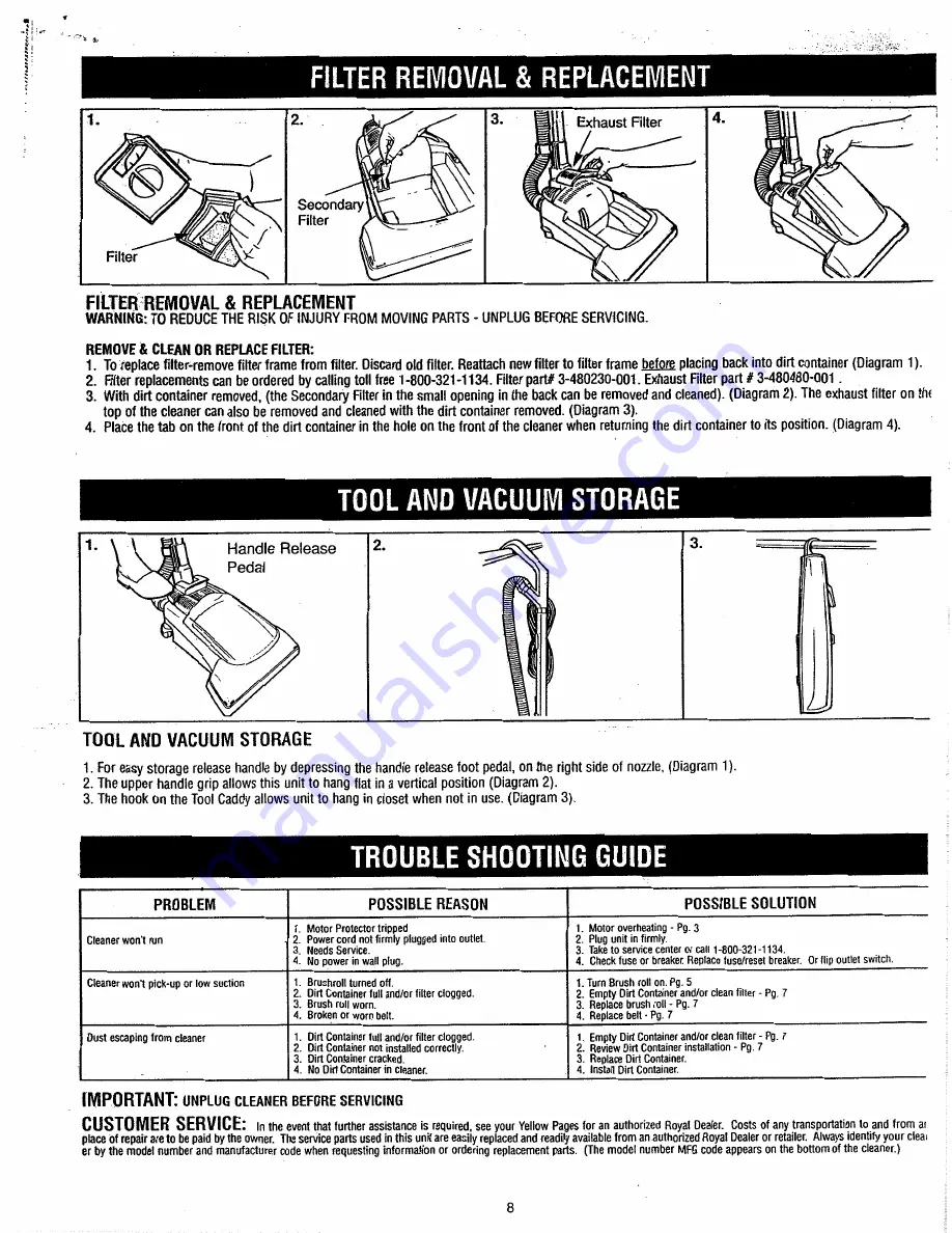 Dirt Devil M084700DLR Owner'S Manual Download Page 8