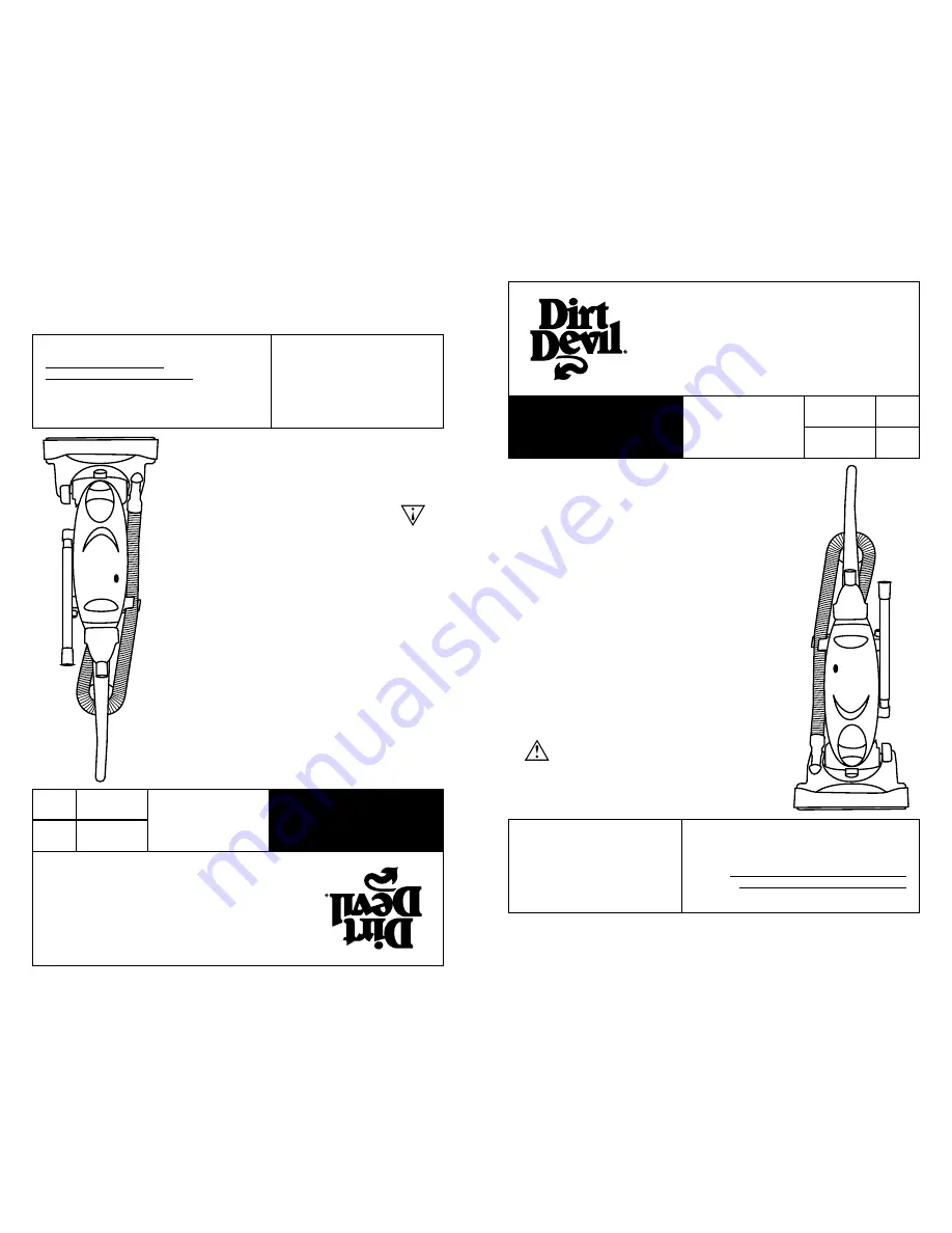 Dirt Devil M086035 Owner'S Manual Download Page 1