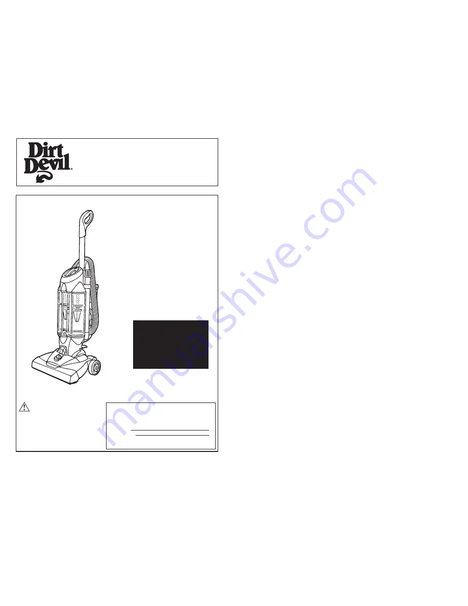 Dirt Devil M110002 Owner'S Manual Download Page 1