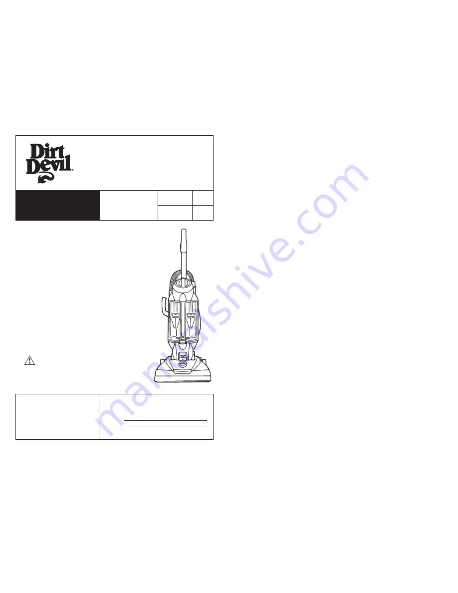 Dirt Devil M110006 Owner'S Manual Download Page 1