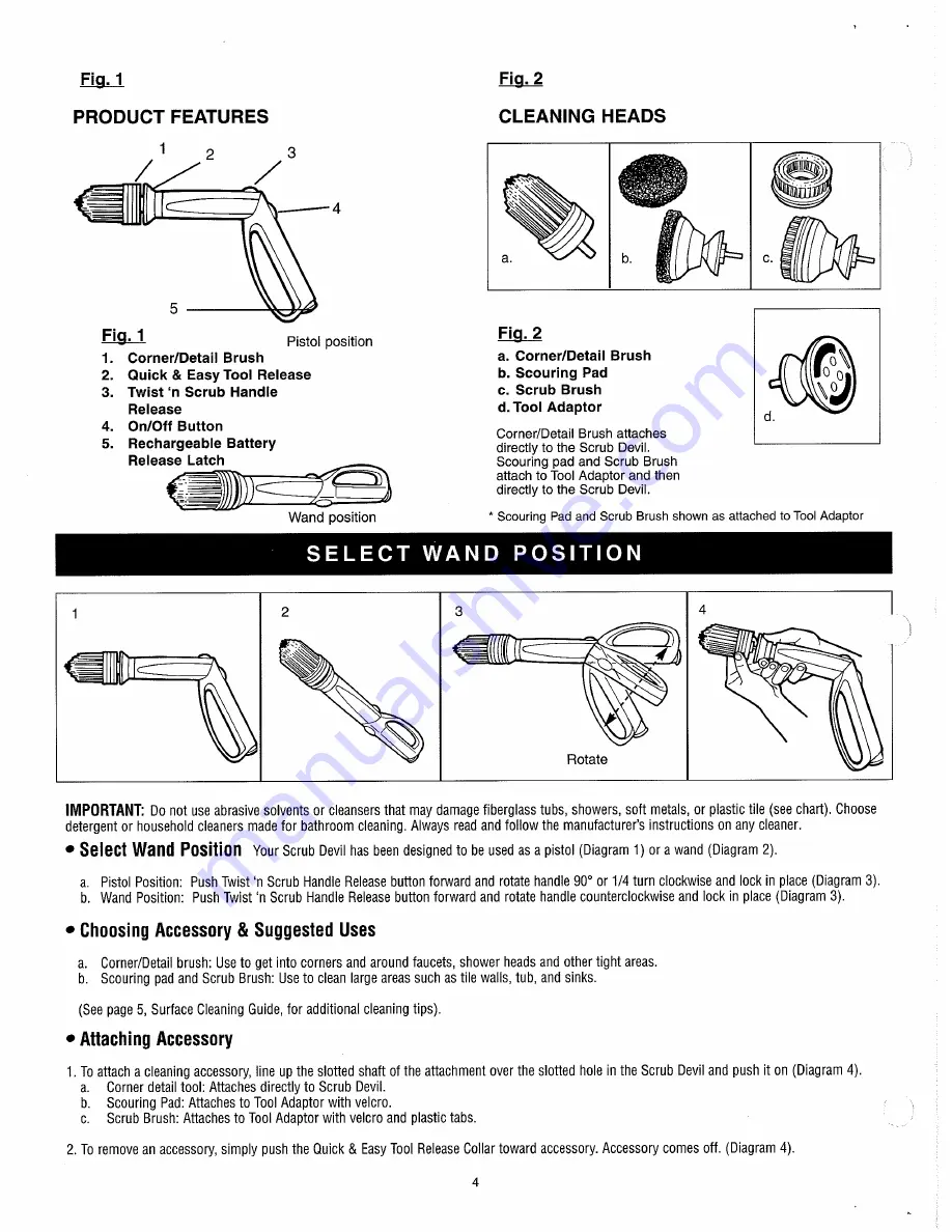 Dirt Devil Scrub Devil Owner'S Manual Download Page 4