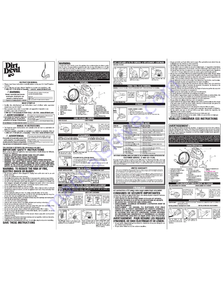 Dirt Devil SD40010 Instruction Manual Download Page 1