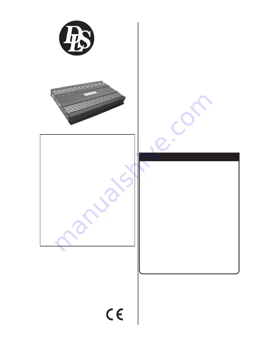 DLS CA10ENG Installation & Operation Manual Download Page 1