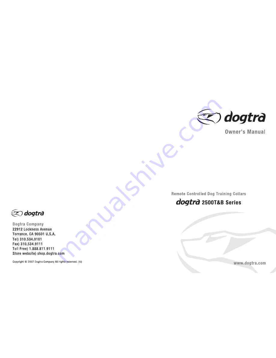 Dogtra 2500T&B Series Owner'S Manual Download Page 1