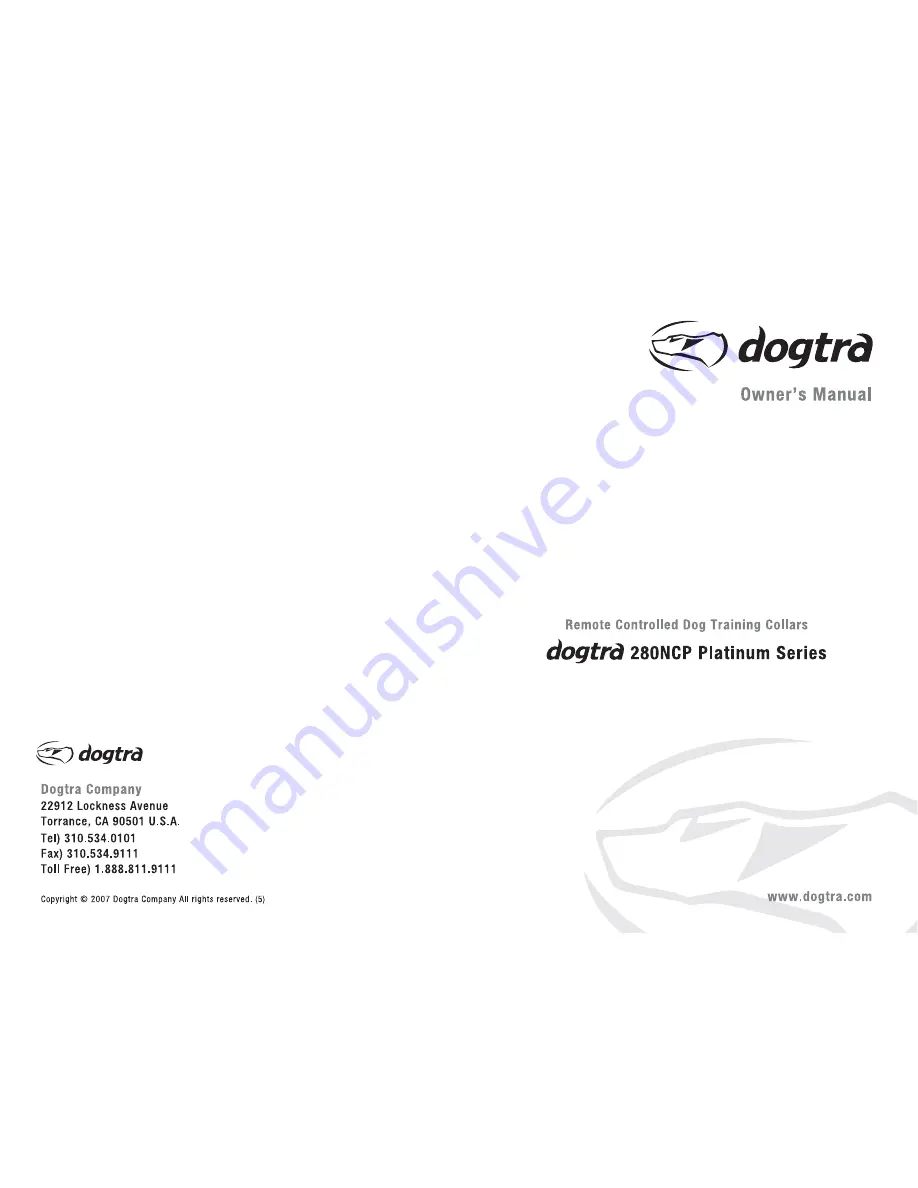 Dogtra 280NCP Tlatinum Series Owner'S Manual Download Page 1