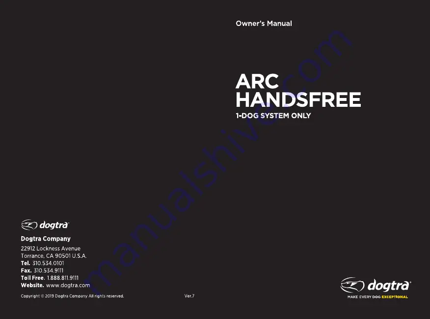 Dogtra ARC HANDSFREE Owner'S Manual Download Page 1