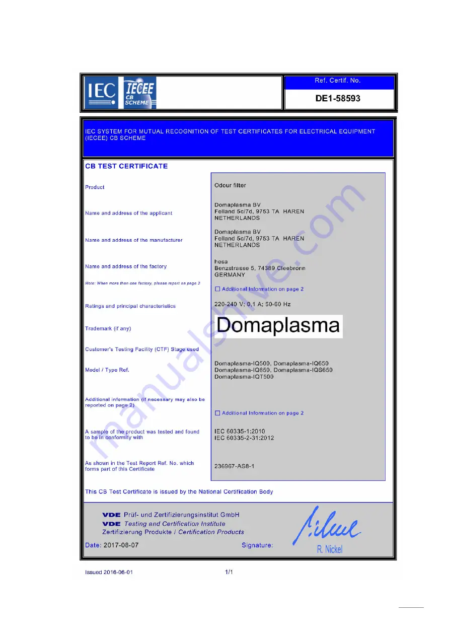 Domaplasma IQS Series Скачать руководство пользователя страница 19