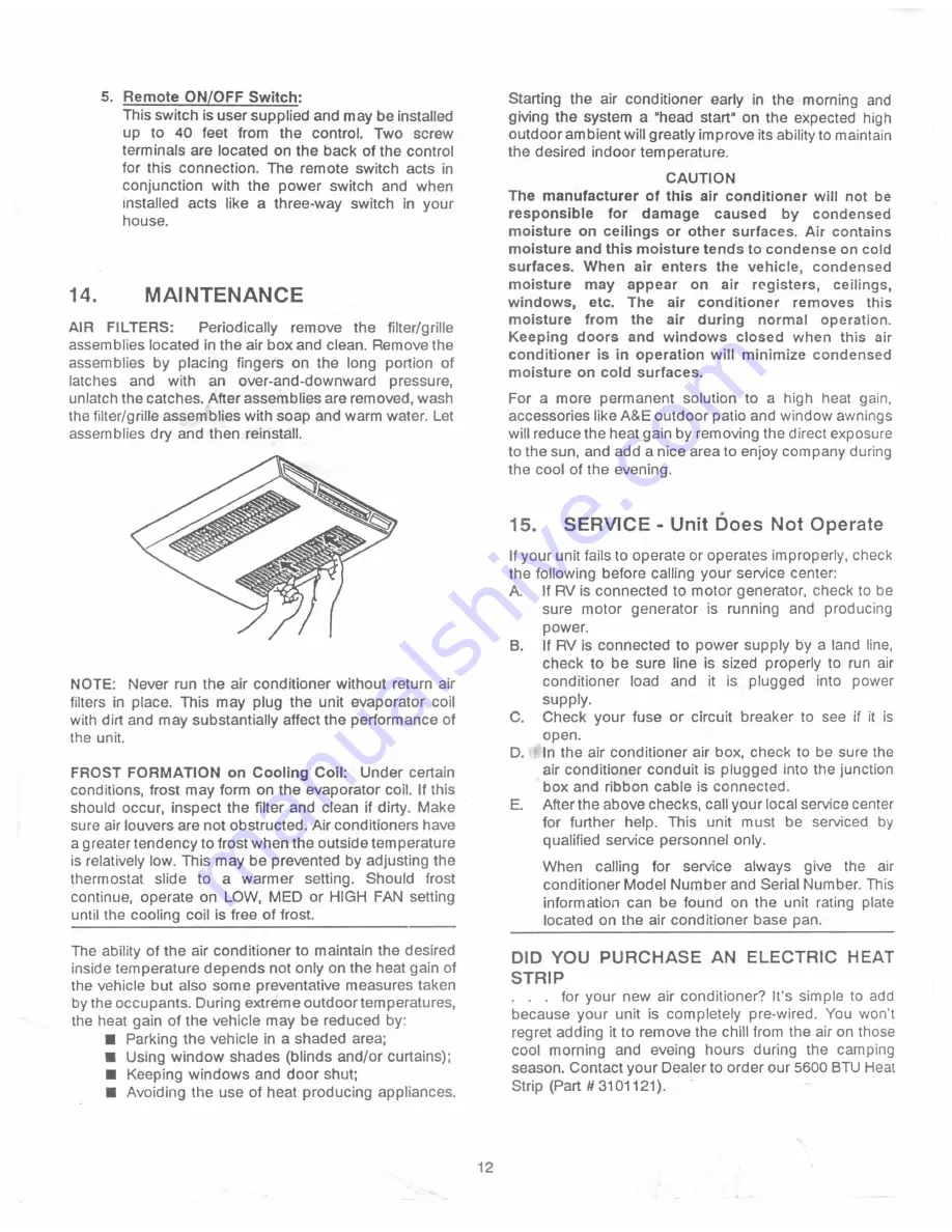 Dometic Royale Penguin 610115.311 Installation & Operating Instructions Manual Download Page 12