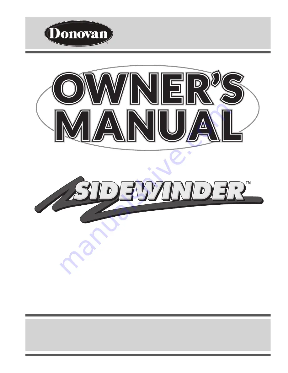 Donovan Sidewinder Owner'S Manual Download Page 1