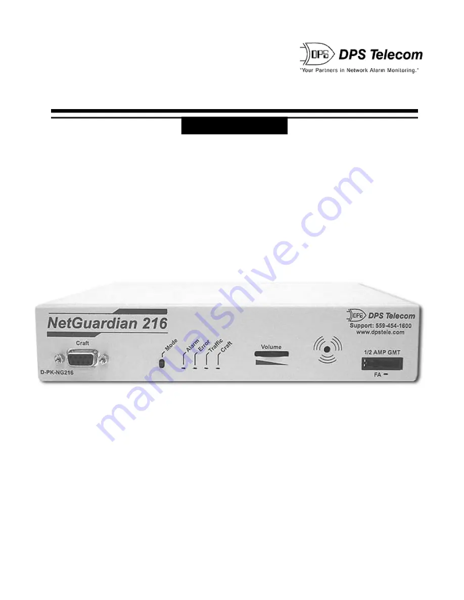 DPS Telecom NetGuardian 216 User Manual Download Page 1