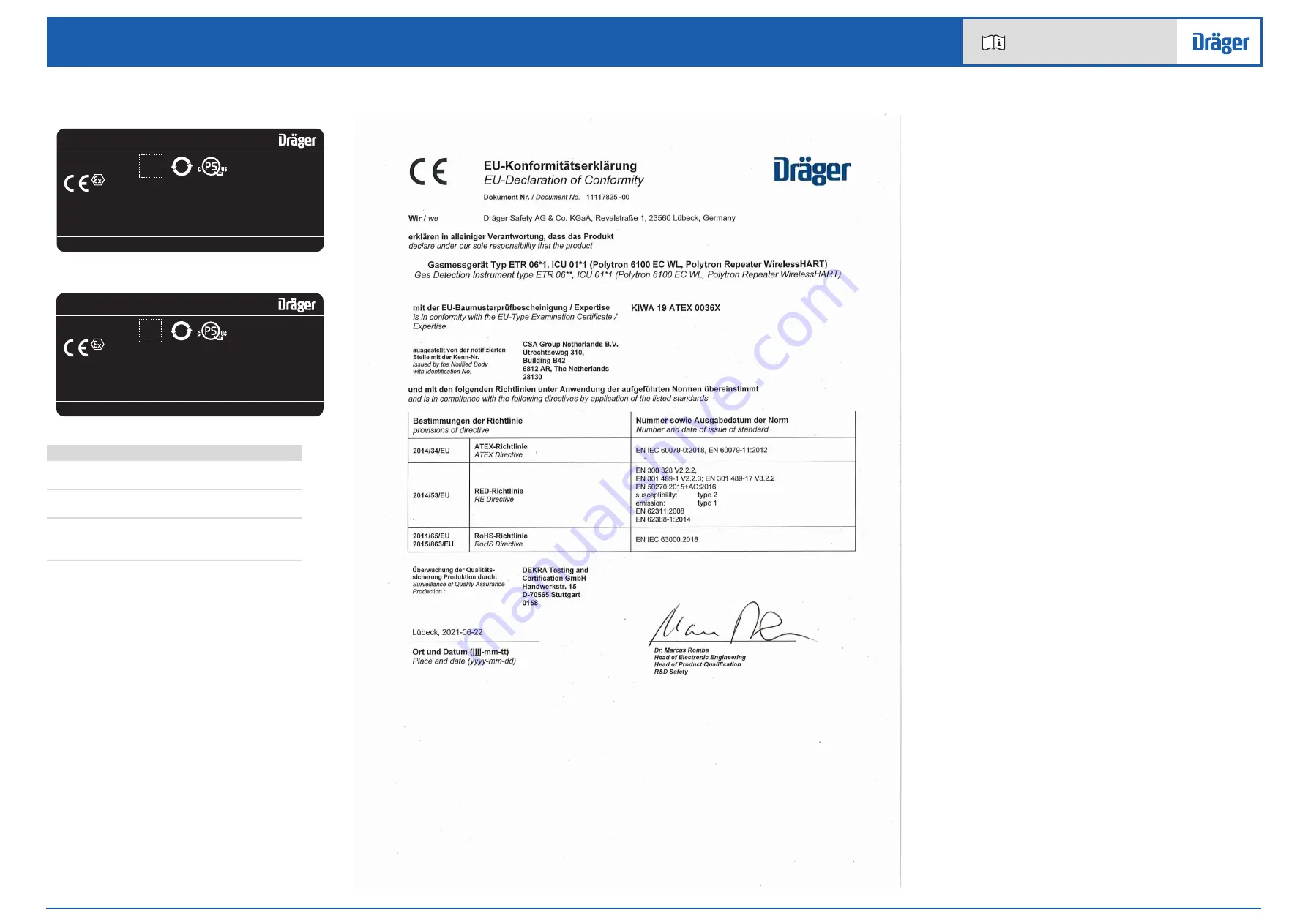 Dräger Polytron RC001 Скачать руководство пользователя страница 1