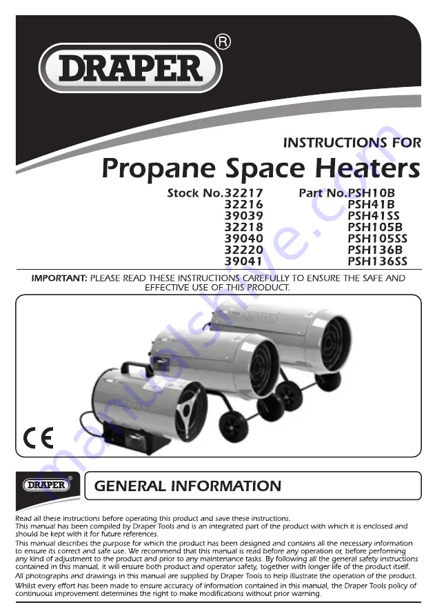 Draper 32216 Instructions Manual Download Page 1