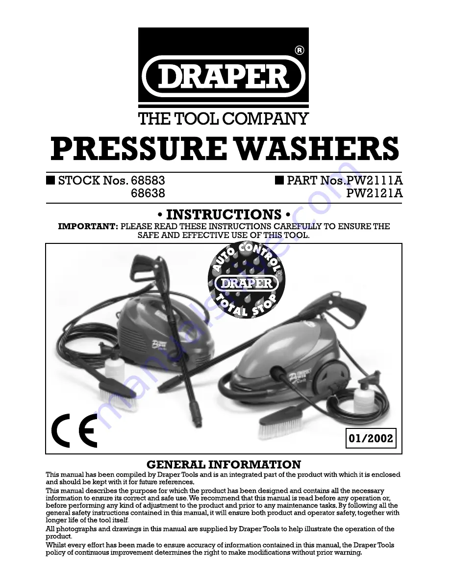 Draper 68583 Instructions Manual Download Page 1