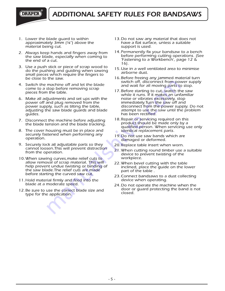 Draper BS190 Instructions For Use Manual Download Page 6