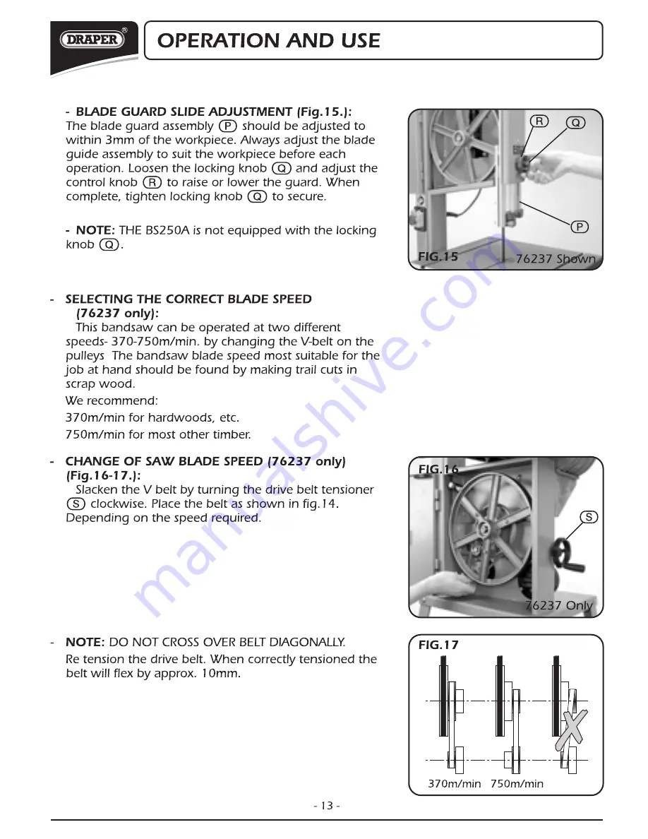 Draper BS250A Instructions Manual Download Page 14