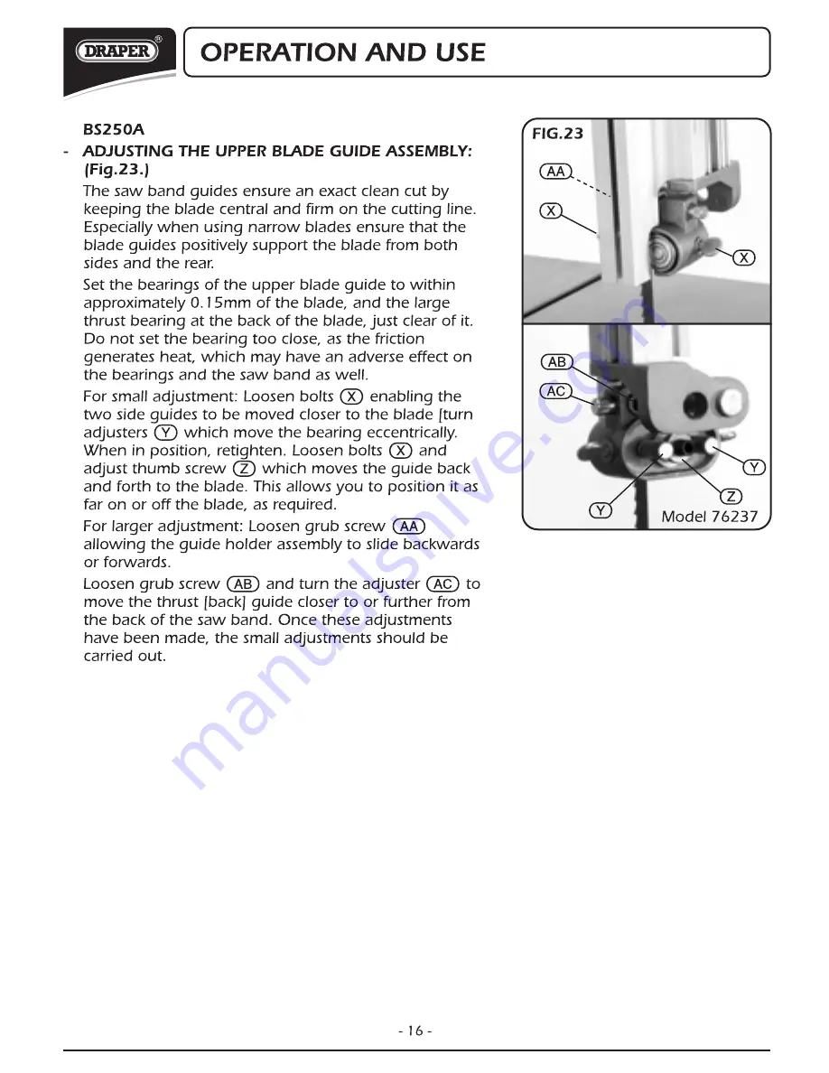 Draper BS250A Instructions Manual Download Page 17