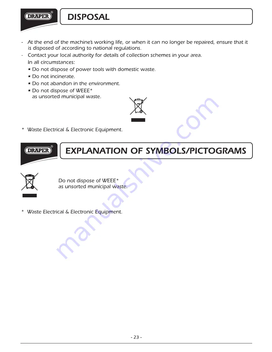 Draper BS250A Instructions Manual Download Page 24