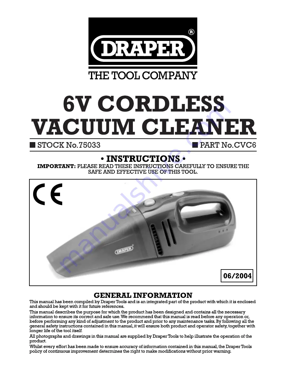 Draper CVC6 Instructions Manual Download Page 1