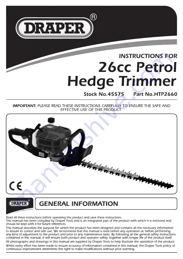 Draper HTP2660 Instructions For Use And Service Manual Download Page 1