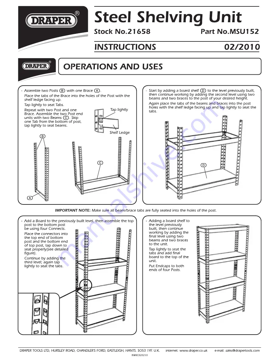 Draper MSU152 Instructions Download Page 2