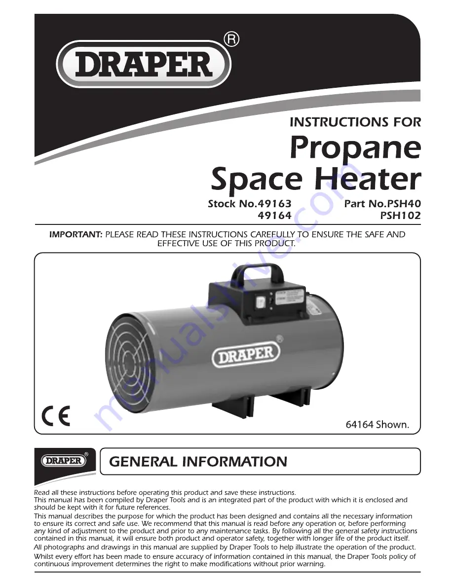 Draper PSH102 Instruction Manual Download Page 1