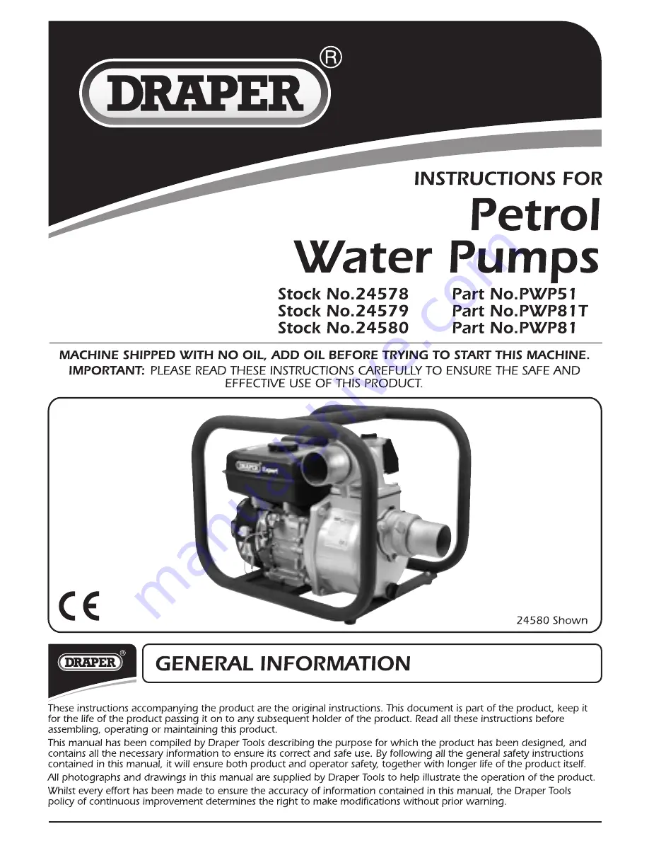 Draper PWP51 Instructions Manual Download Page 1