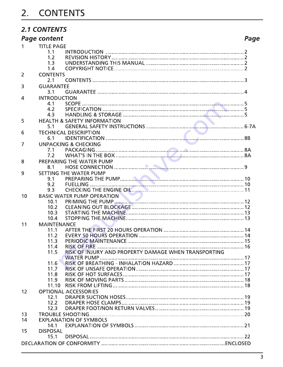 Draper PWP51 Instructions Manual Download Page 3