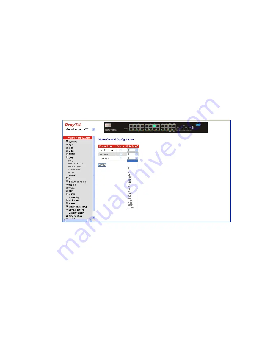 Draytek VigorSwitch G2240 User Manual Download Page 73