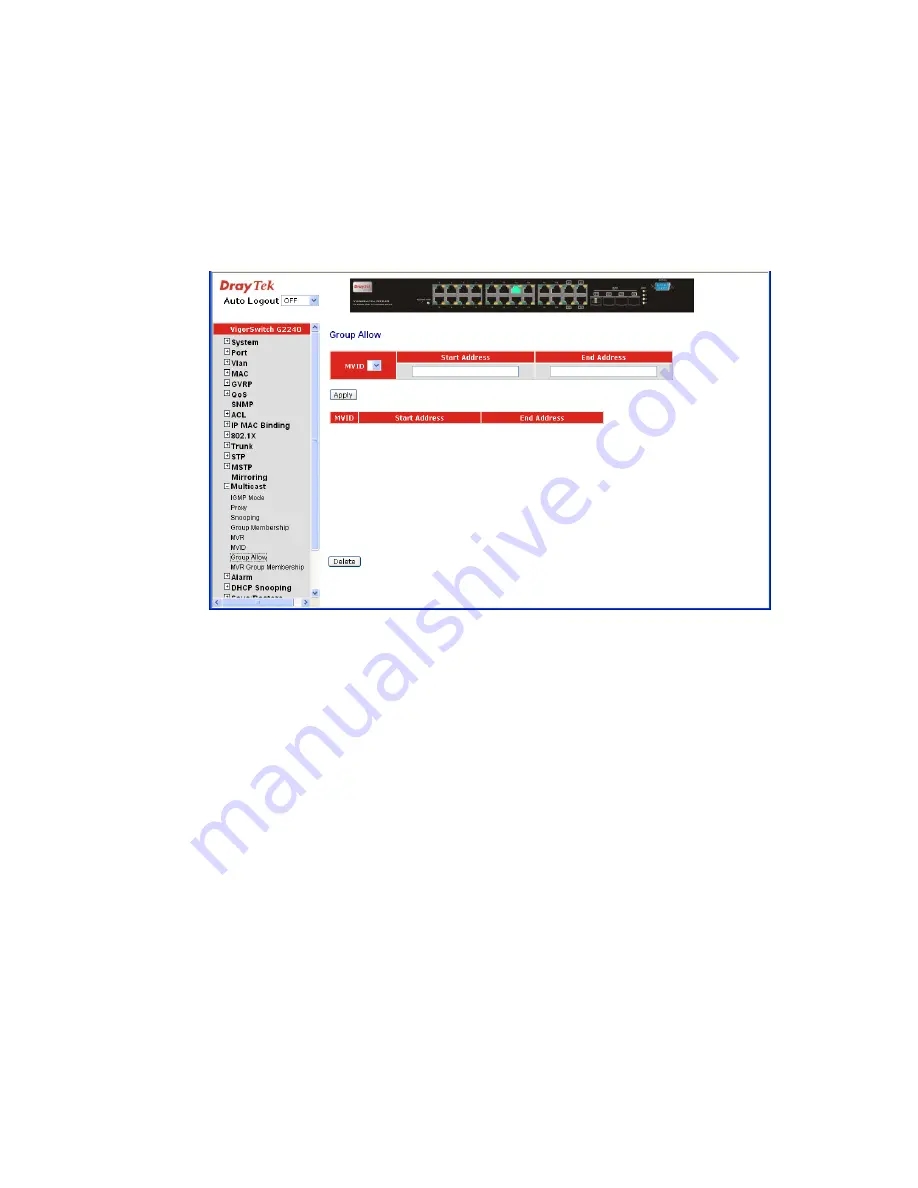 Draytek VigorSwitch G2240 User Manual Download Page 138