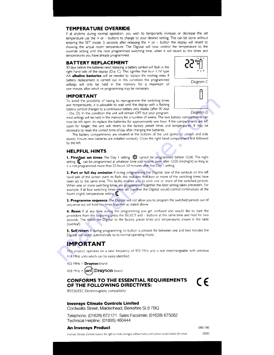 Drayton Digistat RF3 User Instructions Download Page 4