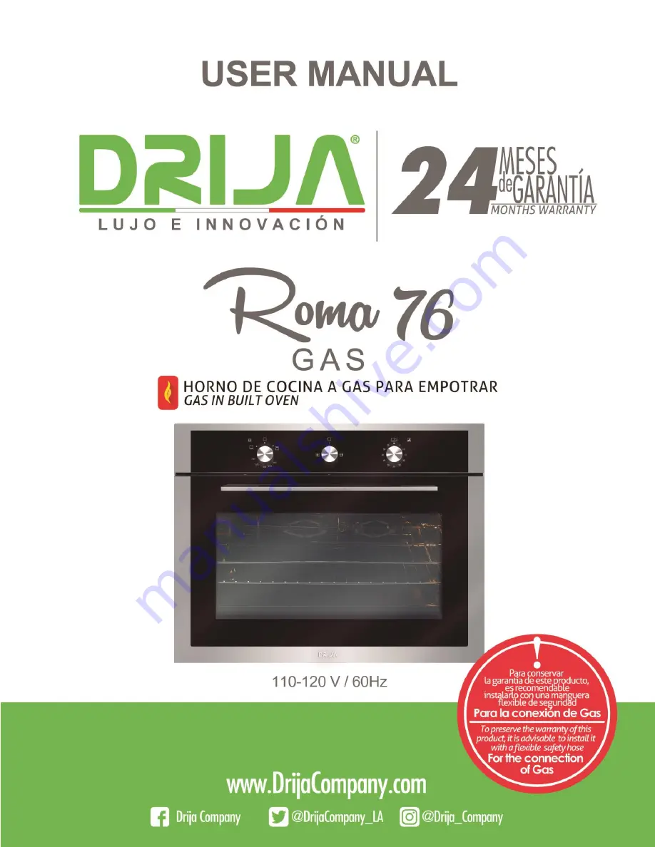 Drija Roma 76 User Manual Download Page 1