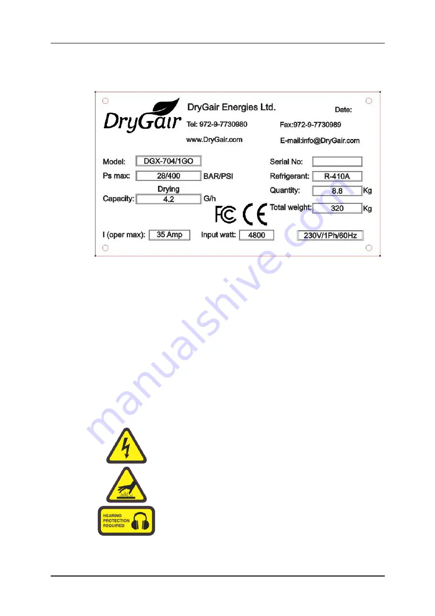 DryGair DG-X Installation, Operation And Maintenance Manual Download Page 13