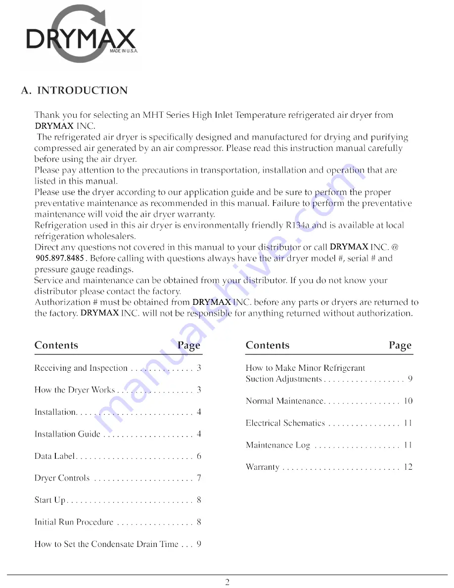 DryMax MHT100A-1 Скачать руководство пользователя страница 2