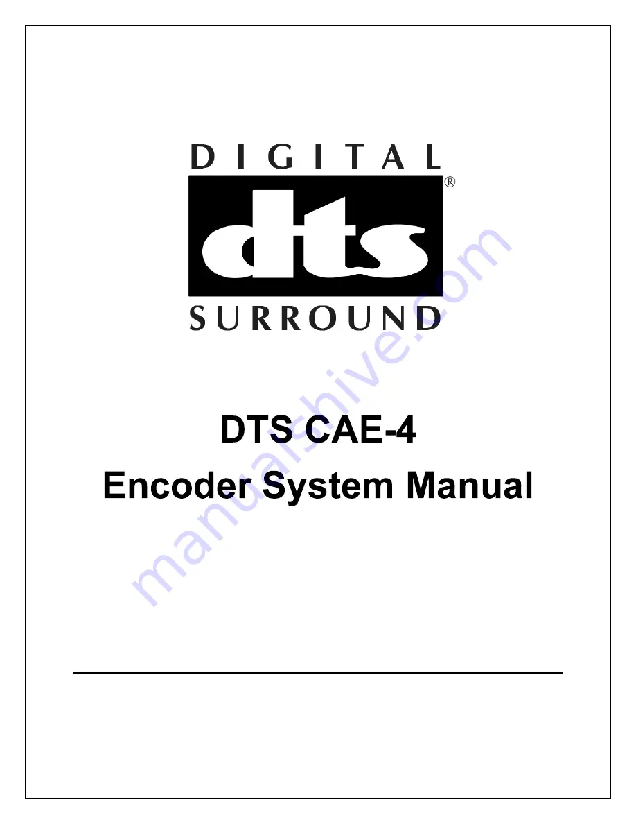 DTS CAE-4 Скачать руководство пользователя страница 1