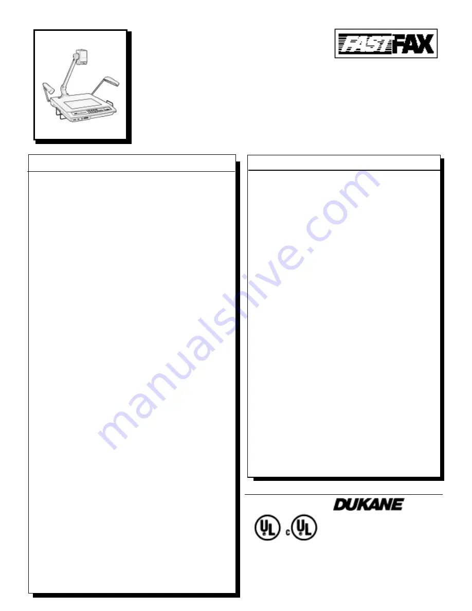 Dukane FASTFAX AV-P750U Скачать руководство пользователя страница 1