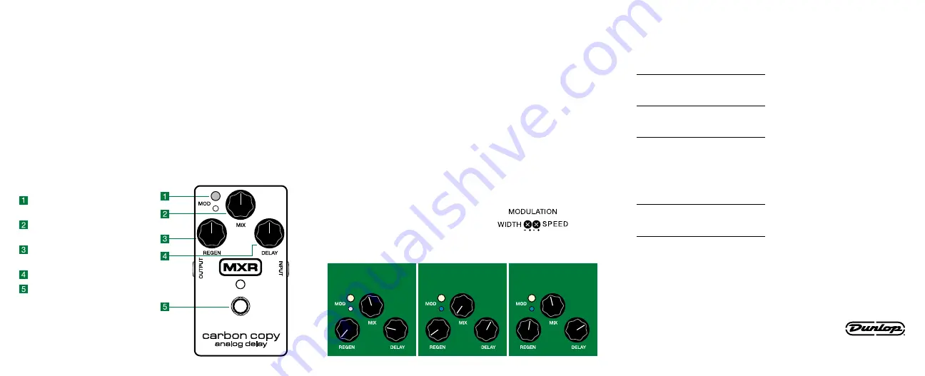 Dunlop CARBON COPY MXR Скачать руководство пользователя страница 2