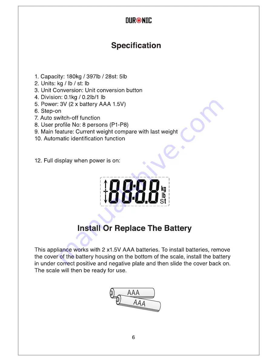 Duronic BS201 Скачать руководство пользователя страница 6