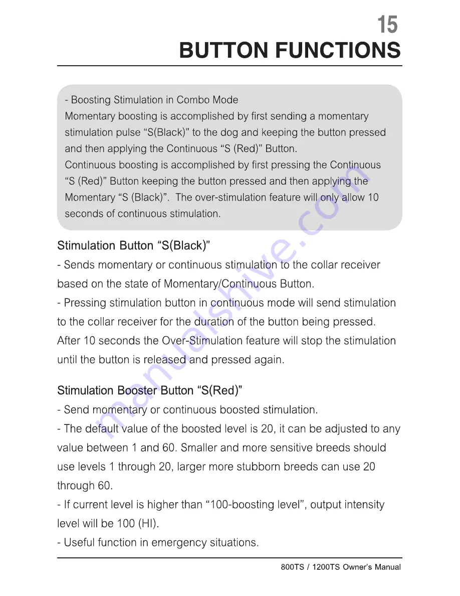 E-Collar 800TS: 1200TS Owner'S Manual Download Page 16