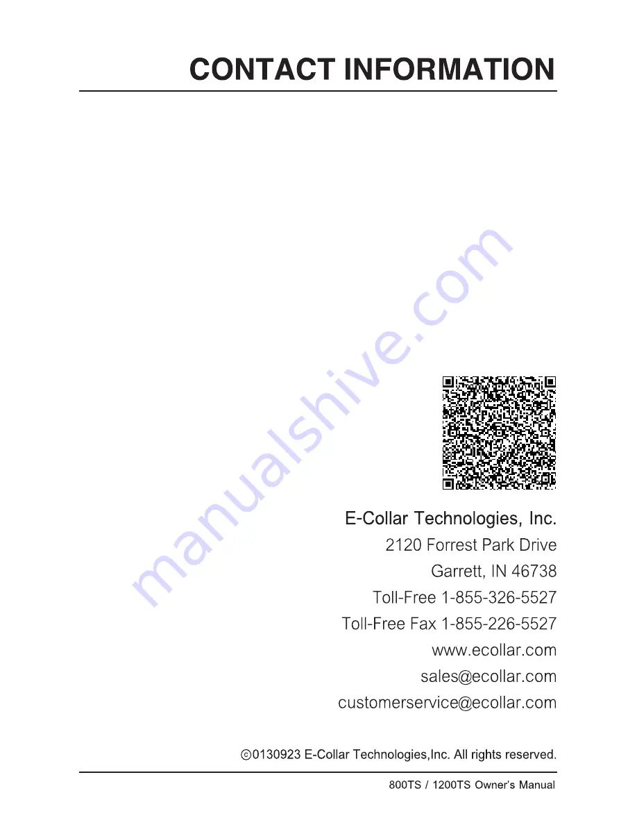 E-Collar 800TS: 1200TS Owner'S Manual Download Page 30