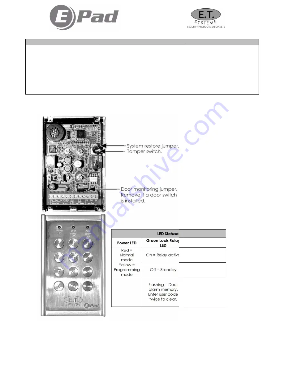 E.T. Systems E PAD User Manual Download Page 5