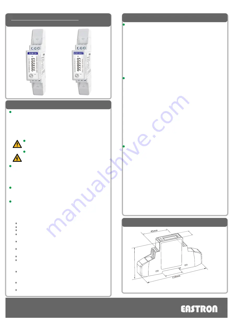 Eastron SDM120-CT-MV Скачать руководство пользователя страница 1